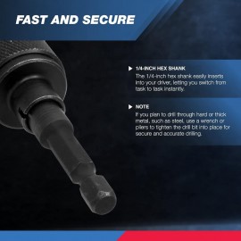 NEIKO 20753A Keyless Chuck Conversion Adapter | 1/4” Hex Shank | Convert Cordless Screwdrivers into Power Drills in Seconds | for Round-Shank Drill Bits | No Keys Needed to Tighten(Pack of 120)