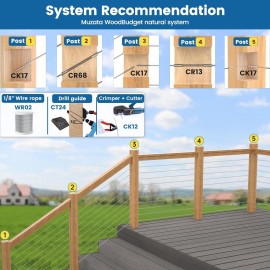 Muzata 45KN Upgraded Custom Hydraulic Hand Crimper Tool for 1/8 Stainless Steel Cable Railing Kit Hardware Wire Rope Swaging 1Pair Dies with Wire Cable Cutter CR09 CK12, CT1