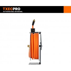 Txecpro Retractable Air Hose Reel, 3/8 IN x 30 FT Hybrid Air Hose MAX 300 PSI, Air compressor hose reel with 5 ft Lead in, Ceiling/Wall Mounted air hose, Heavy Duty air tool