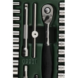 Sata 66pc 1/4in Drive 6 Point Metric Socket Tray Compact Hand Tool Set