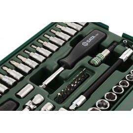 Sata 66pc 1/4in Drive 6 Point Metric Socket Tray Compact Hand Tool Set