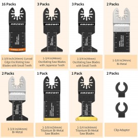 Oscillating Saw Blades,AMZWEL 30 Packs Arc Edge Multitool Blades for Drywall Tools,Oscillating Blades with Titanium,Bi-Metal for Wood/Metal/Plastic Kits Fit Dewalt Milwaukee Ryobi…