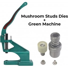 WedDecor Universal Green Hand Press Machine with 10mm Mushroom Studs Installation Dies Tool, Grommet Machine Rivet Tool for DIY Projects Kids Wear Repair Clothing Fabric Designing & Leathercraft