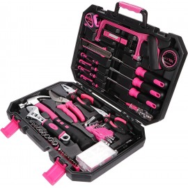 SIXTOL Home Pink 128 Piece Tool Set in a Tool Box