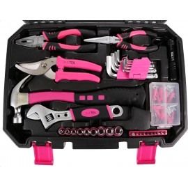 SIXTOL Home Pink 128 Piece Tool Set in a Tool Box