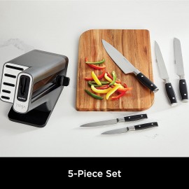 Ninja Foodi StaySharp Knife Block with Integrated Sharpener, 5-Piece Knife Set includes Chef Knife, Bread Knife, Slicing Knife, Utility Knife, Paring Knife, Stainless Steel K32005UK