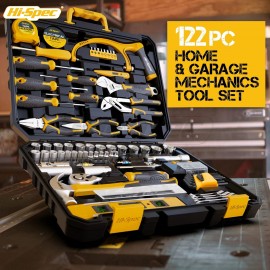 Hi-Spec 122-Piece Metric Auto Mechanics Tool Kit Set. Perfect for Car, Bike Repair & Maintenance. Comprehensive Hand Tool Set