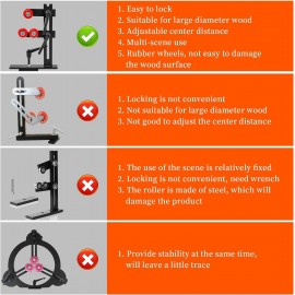 Wood Lathe Steady Rest, JAZORR L Shape Woodworking Steady Rest, Lathe Tool Rest,Wood Lathe Tools, Wood Lathe Tools and Accessories with Three Metal Fixing Wheels (Black)