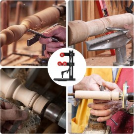 Wood Lathe Steady Rest, JAZORR L Shape Woodworking Steady Rest, Lathe Tool Rest,Wood Lathe Tools, Wood Lathe Tools and Accessories with Three Metal Fixing Wheels (Black)