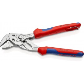 Knipex Pliers Wrench pliers and a wrench in a single tool chrome-plated, with integrated tether attachment point for a tool tether 180 mm (self-service card/blister) 86 05 180 T BK