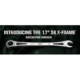 SK Hand Tool 80019 12 Piece X-Frame 6 Point Metric Fractional Combination Steel Ratcheting Wrench Set, Chrome, 1.7° Arc Swing, 216 Positions, Made in America