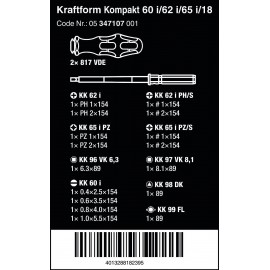 Wera 05347107001 Kraftform Kompakt VDE 60 i/62 i/65 Changeable Blade - Silver (18-Piece) & 73675 Kraftform Micro Precision Screwdriver Set, 12 Pieces