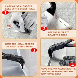 SPEEDWOX 3PCS Hand Seamers Sheet Metal Tools Set Sheet Metal Bender 45°90°180° Metal Roofing Tools Sheet Metal Break Dobladoras De Metal para Roofing for Bending HVAC, Roof Windows and Doors