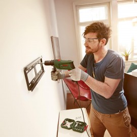 Bosch Electric Combi Drill EasyImpact 600 (600 W, in Carrying Case) & 50-Pieces X-Line Titanium Drill and Screwdriver Bit Set (for Wood, Masonry and Metal, Accessories Drills)