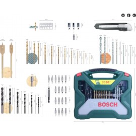 Bosch Electric Combi Drill EasyImpact 600 (600 W, in Carrying Case) & 50-Pieces X-Line Titanium Drill and Screwdriver Bit Set (for Wood, Masonry and Metal, Accessories Drills)