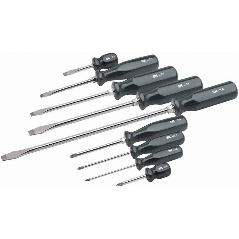 SK Hand Tools 86006 SureGrip Combination Screwdriver Set, 9-Piece