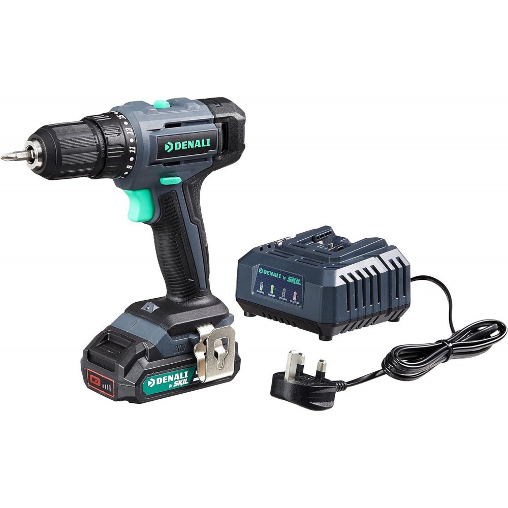 - Denali by SKIL 18 V (20 V Max) Drill Driver Kit, Includes 2 Ah Lithium Battery and 2.4A Charger, Blue