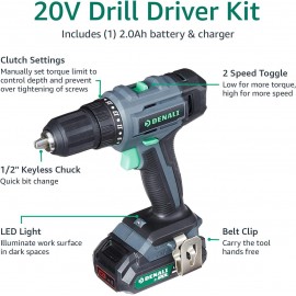 - Denali by SKIL 18 V (20 V Max) Drill Driver Kit, Includes 2 Ah Lithium Battery and 2.4A Charger, Blue