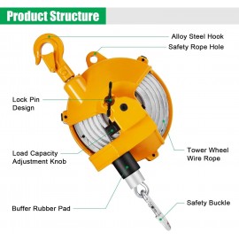 Spring Balancer 9~15kg(20~33lbs) Retractable Spring Tool Balancer Balancer Retractor with 1.5m Wire Rope Hanging Holding Equipment
