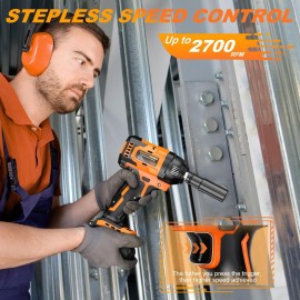 Cordless Impact Wrench, 1/2 Impact Gun, 21V Power Impact Driver, Max Torque 369ft-lbs(500N.m) Brushless Motor Electric Wrench with 4.0Ah Battery Rechargeable (500N.m)