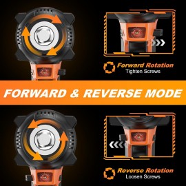 Cordless Impact Wrench, 1/2 Impact Gun, 21V Power Impact Driver, Max Torque 369ft-lbs(500N.m) Brushless Motor Electric Wrench with 4.0Ah Battery Rechargeable (500N.m)