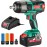 Impact Wrench, 18V 4.0Ah Battery, HYCHIKA Cordless Impact Driver 350Nm, 3000IPM Impact Frequency, 3pcs Sockets for 17/19/21mm, Adapter for 10mm Mandrel