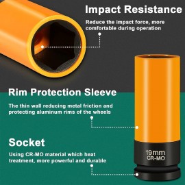 Impact Wrench, 18V 4.0Ah Battery, HYCHIKA Cordless Impact Driver 350Nm, 3000IPM Impact Frequency, 3pcs Sockets for 17/19/21mm, Adapter for 10mm Mandrel
