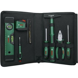 Bosch Home and Garden Universal Hand Tool Set 25-Piece (Versatile Tool Kit for General Purpose DIY Around The Home; Combination Pliers; Tape Measure; Spirit Level, 300g Hammer and More)