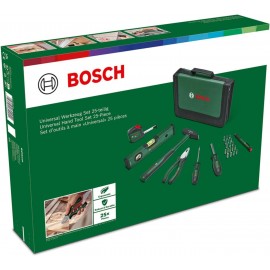 Bosch Home and Garden Universal Hand Tool Set 25-Piece (Versatile Tool Kit for General Purpose DIY Around The Home; Combination Pliers; Tape Measure; Spirit Level, 300g Hammer and More)