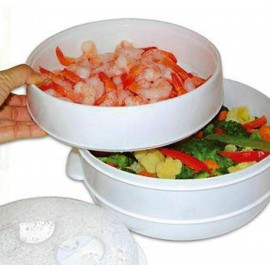 True Face 2 Tier Microwave steamer Steam Cooker Pot Vegetable Pasta Ri