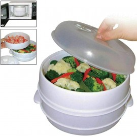 True Face 2 Tier Microwave steamer Steam Cooker Pot Vegetable Pasta Ri