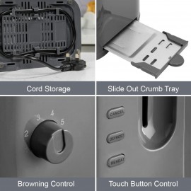 Quest 34889 2 Slice Toaster/Variable Browning Control/Reheat and Defro