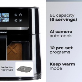 Daewoo Actuate Range, 8 Litre Air Fryer, One Touch Smart Cooking, AI T