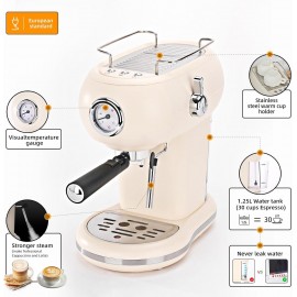 Mcilpoog Espresso Machine with Milk Foam Nozzle, Espresso Coffee Maker
