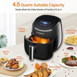 Air Fryer 8 Preset Menus 4.5 QT Digital Airfryer Easy to Use with Adju