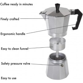Stovetop Espresso Maker, Italian Moka Pot - Aluminium Coffee Percolato