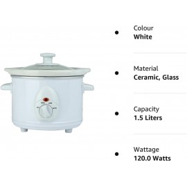 STATUS Austin Round Slow Cooker | 1.5L Slow Cooker Small | 120W White