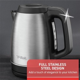 T-fal Element Stainless Steel Electric Kettle 1.7 Liter, Fast boiling