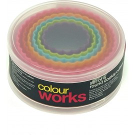 Colourworks Plastic Plain and Fluted Round Cookie Cutters, Multi-Colou