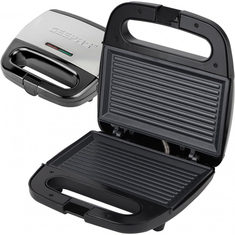 Geepas Panini Sandwich Press, 750W 2 Slice Sandwich Toaster Maker | No