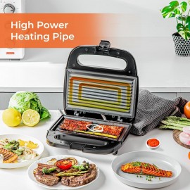 Geepas Panini Sandwich Press, 750W 2 Slice Sandwich Toaster Maker | No