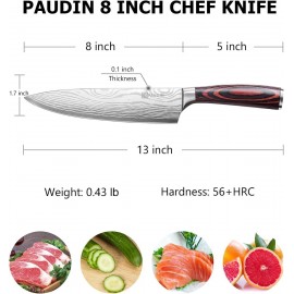 PAUDIN Chef Knife, Kitchen Knife 8 inch Professional, Ultra Sharp Chef