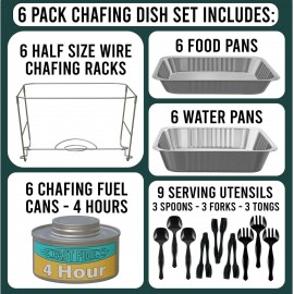 Chafing Dish Buffet Set, Half Size, Disposable Catering Supplies -6 Pa