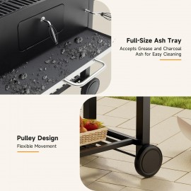 DKIEI Barbecue Grill, Portable Charcoal BBQ Grill with Wheel & 2 Foldi