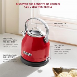 KitchenAid 5KEK1222BOB Kettle, Stainless Steel, 2200 W, 1.3 liters, Bl