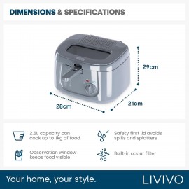 LIVIVO Electric 2.5L Deep Fat Countertop Fryer Non-Stick Coating, Inte
