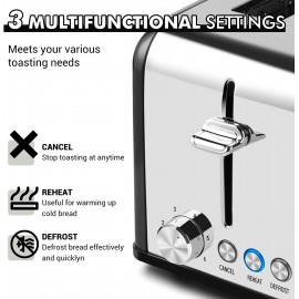 Cusimax Toaster, 4 Slices Toaster, Stainless Steel Toaster with 4 Extr