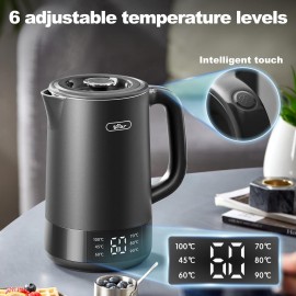 Bear 1.7L Electric Kettle with 6 Temperature Settings, 1800-2200W, Mic