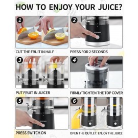 Electric Juicer Rechargeable - Citrus Juicer Machines with USB and Cle