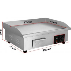 110V 3000W 22 Commercial Electric Countertop Griddle Flat Top Grill Ho